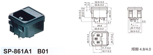 SP-861A1 B01 Fabricante da tomada de alimentação